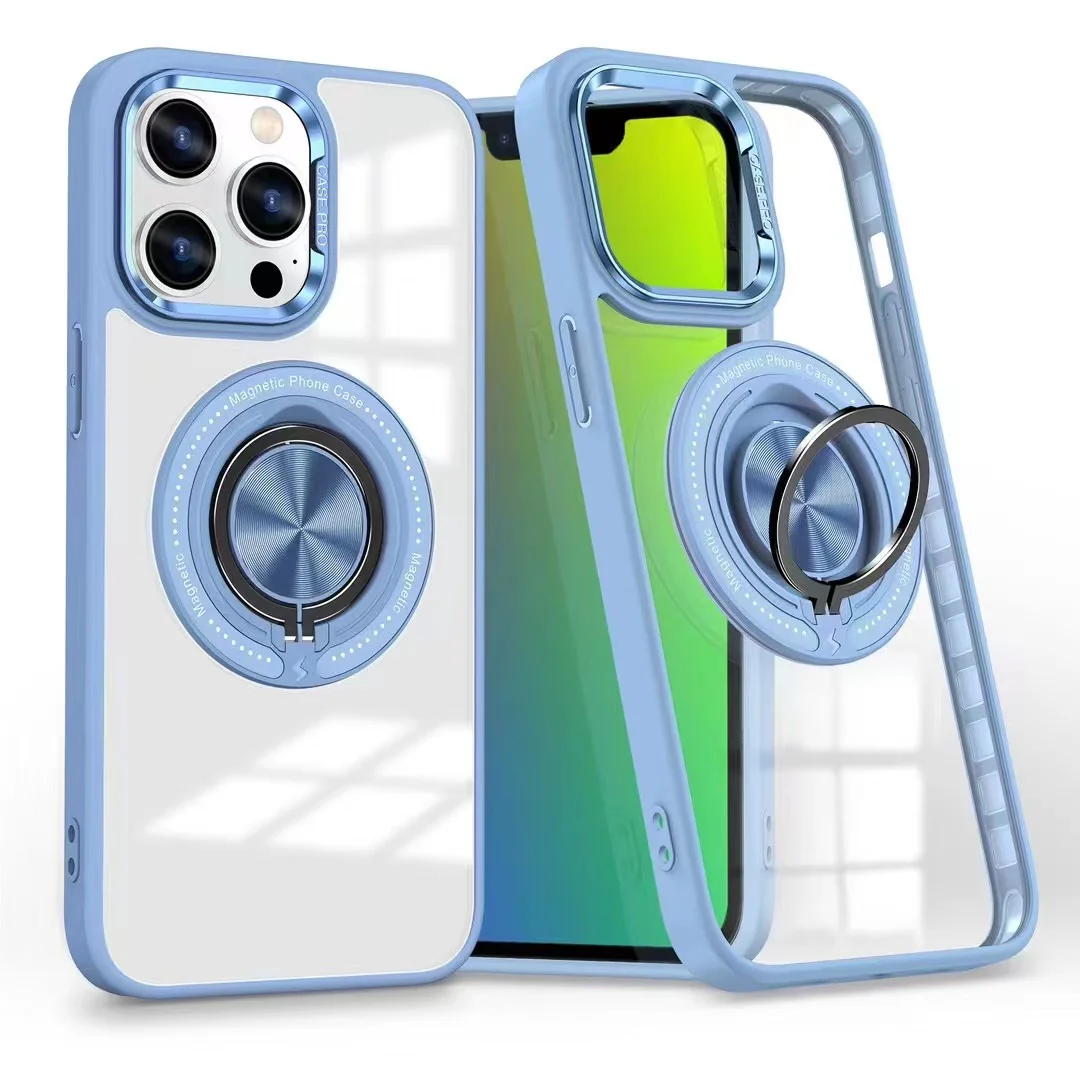 IPhone 16 Pro Max Blue Ring Holder Case w/MagSafe
