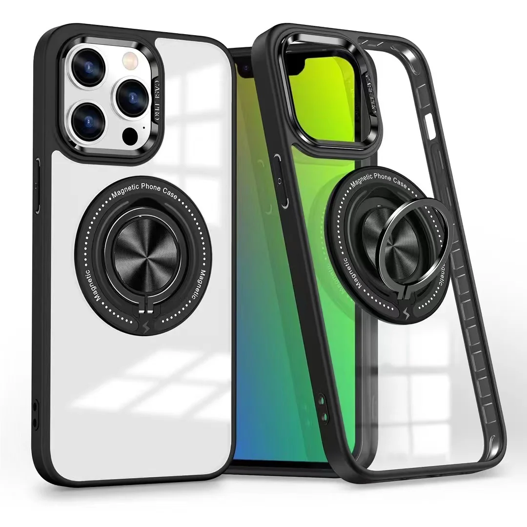 IPhone 16 Pro Max Black Ring Holder Case w/MagSafe