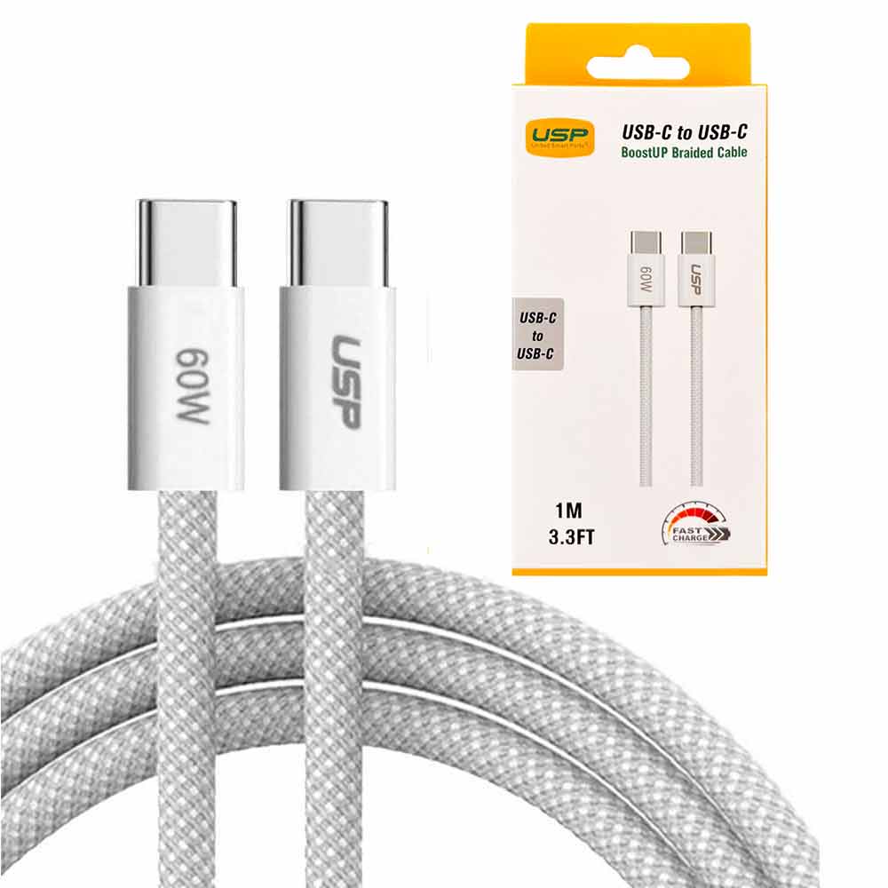BoostUP USB-C to USB-C 60W Braided Fast-Charging Cable 1M