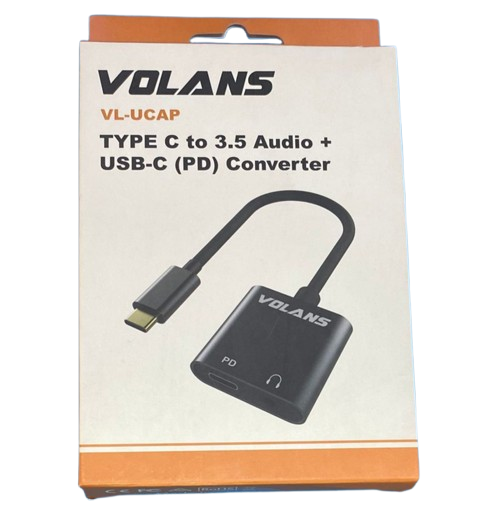 Volans Type C to 3.5mm Audio + USB-C (PD) Converter