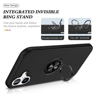 Redefine IPhone 17 Magnetic Ring Holder Shockproof Black Case Cover