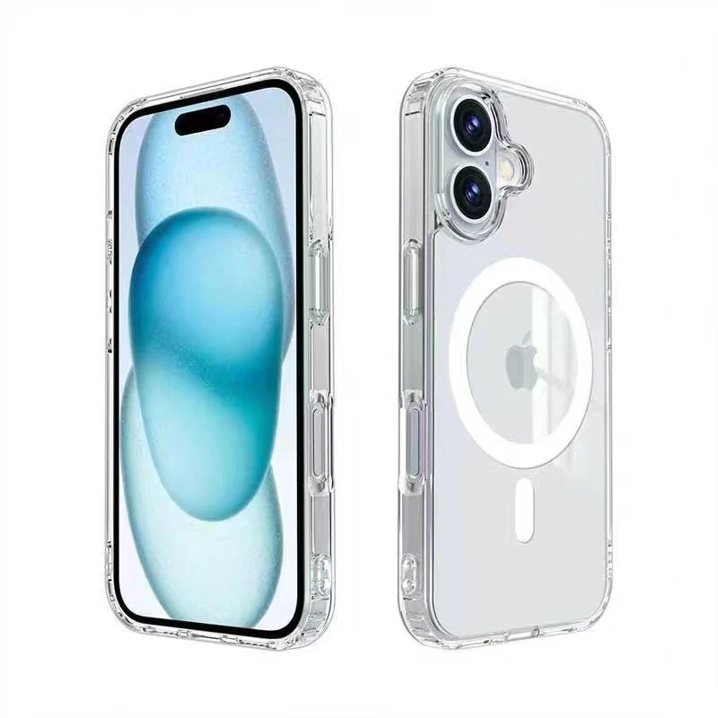 [1068] IPhone 16 Clear Rock Shockproof Case w/MagSafe