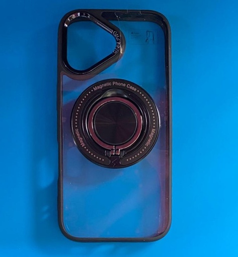 [1089] IPhone 17 Black Ring Holder Case w/MagSafe