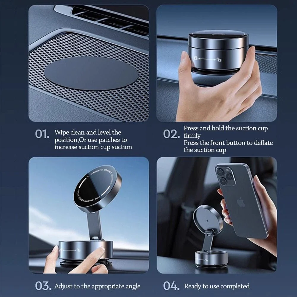 [3507] Foldabale Magnetic Car Suction Cup Phone Mount 360 Rotation