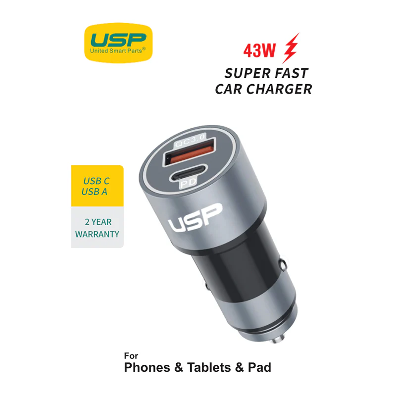 [3016] 43W Super Fast Dual Port Car Charger