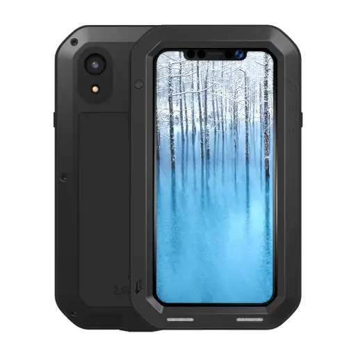 [1066] LOVE MEI IPhone XR Heavy Duty Metal Black Phone Case