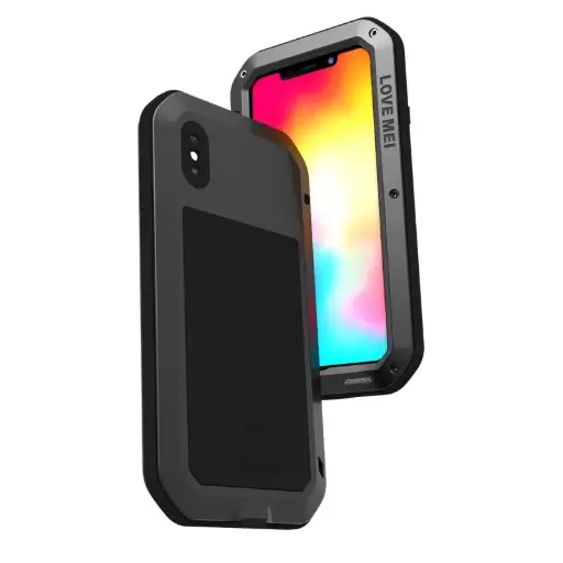 [1067] LOVE MEI IPhone XS Heavy Duty Metal Black Phone Case